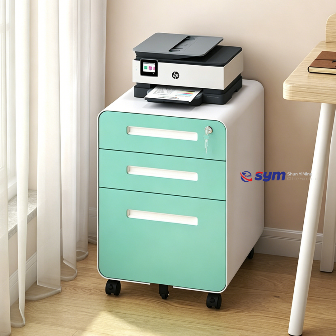 Heavy Duty Steel Mobile Pedestal 3 Drawer, Metal Under Desk Storage Cabinet with Built-in Anti-tilt Safety System
