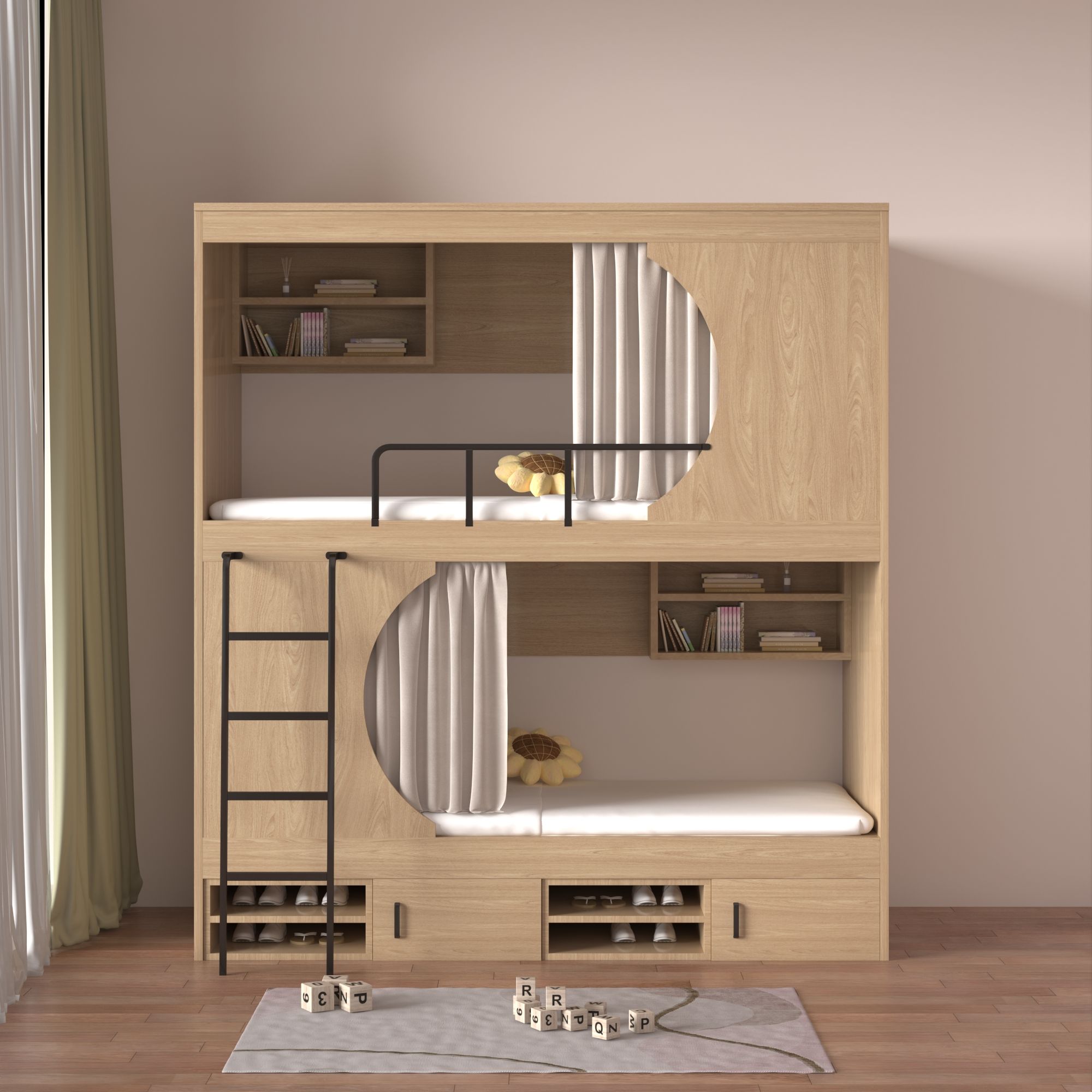 Modern Design Factory Space Capsule Hotel Bed Metal Wooden Bunk Bed for Youth Hostel & Private Apartment for Bedroom & Homestays