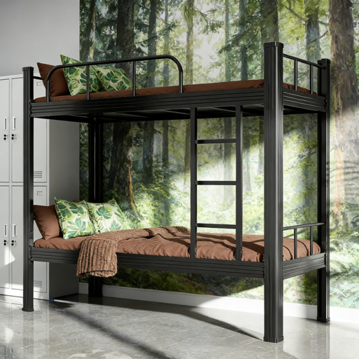 China Manufacturer Wholesale Modern Heavy Duty  Steel Bed, High-Quality Metal Bed Frame for School Bedroom Furniture