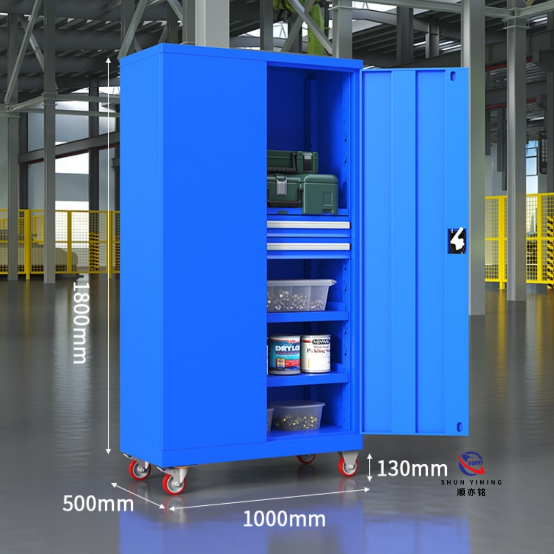 Reinforced Frame Metal Tool Cabinet with Drawers, Heavy Duty Steel Garage Storage Cupboard with Anti-tilt Device