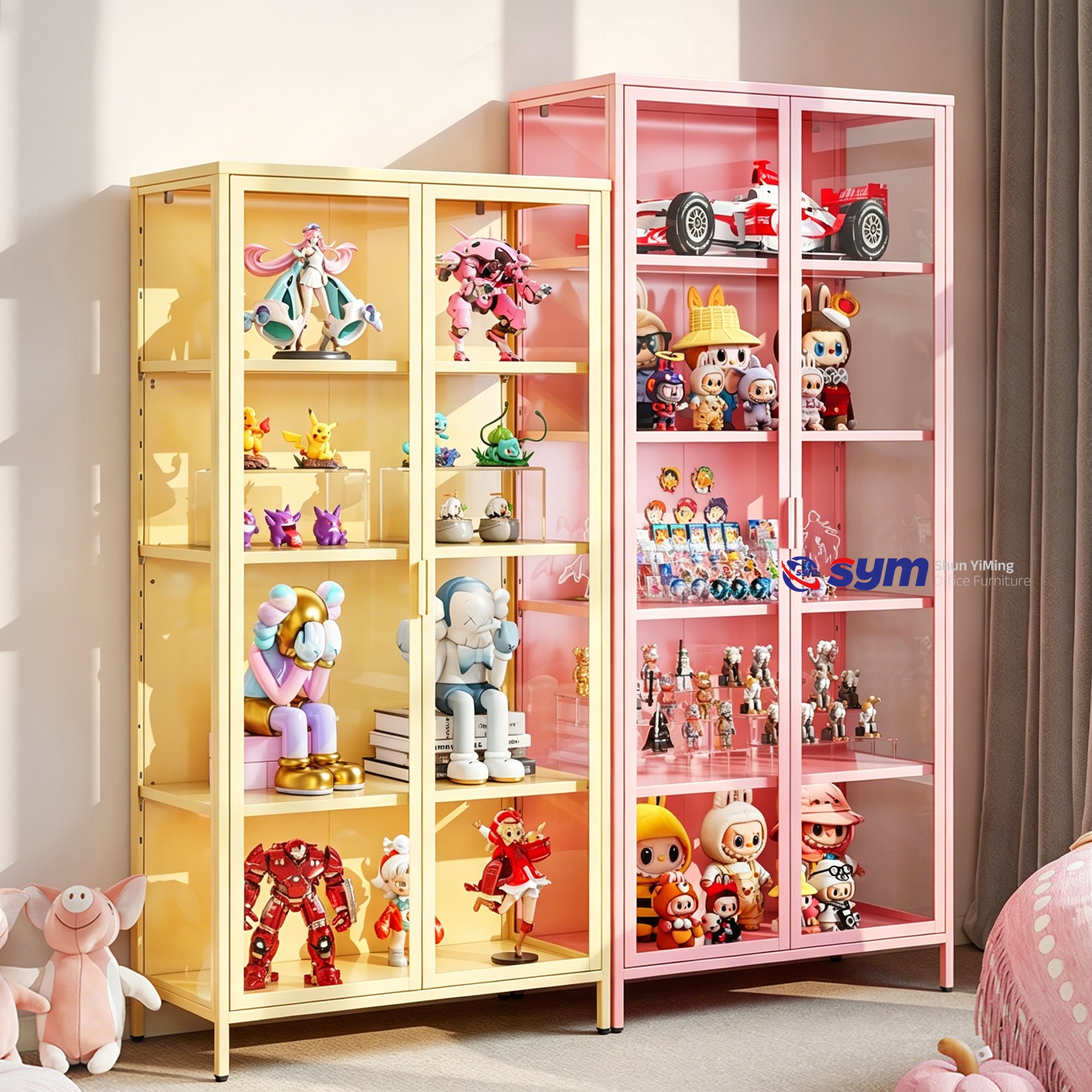 Premium Tempered Glass Action Figure Display Cabinet, Modern Metal Frame Collectible Showcase Box for Home Living