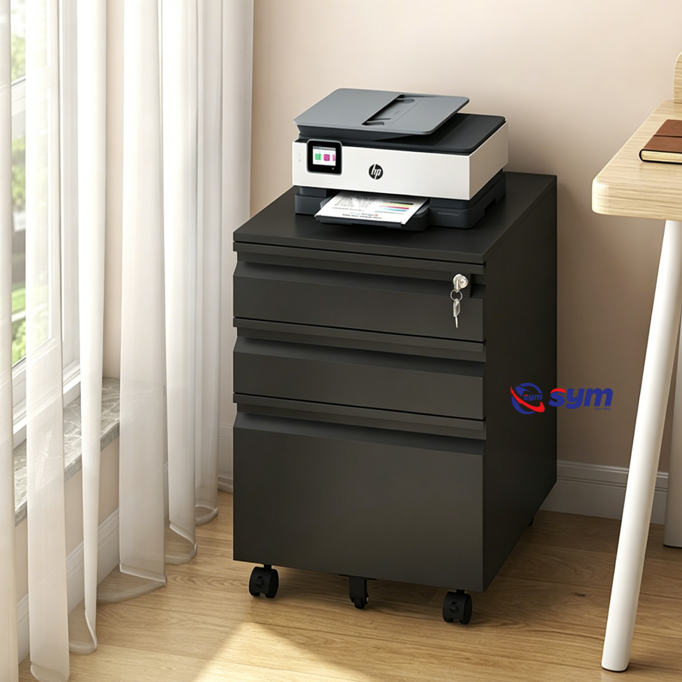 Lightweight Steel Mobile Pedestal 3 Drawer, Metal Under Desk File Cabinet with Quick Installation Guide