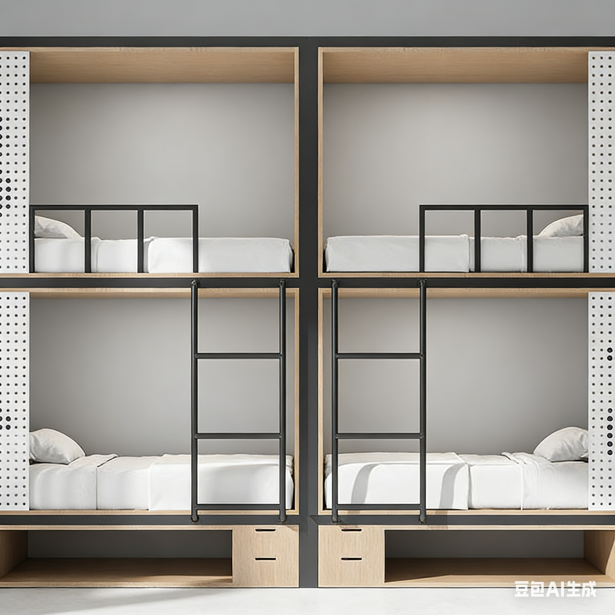 Modern High-Low E-Sports Feature Wood Space Capsule Design Metal Bunk Bed for School Dormitory Apartment Youth Hostel Hotel