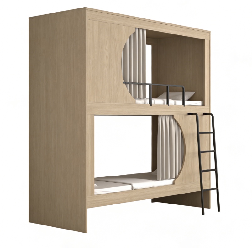 Upper & Lower Durable Four-Person Bunk Bed Space Capsule Design Dormitory Beds for Students School Hotel & Apartment Bedrooms