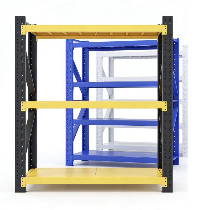 Custom Heavy Duty Shelving 300 Kg Layer Garage Black 4 Tier Warehouse Storage Metal Stacking Shelf Rack Unit for Warehouse