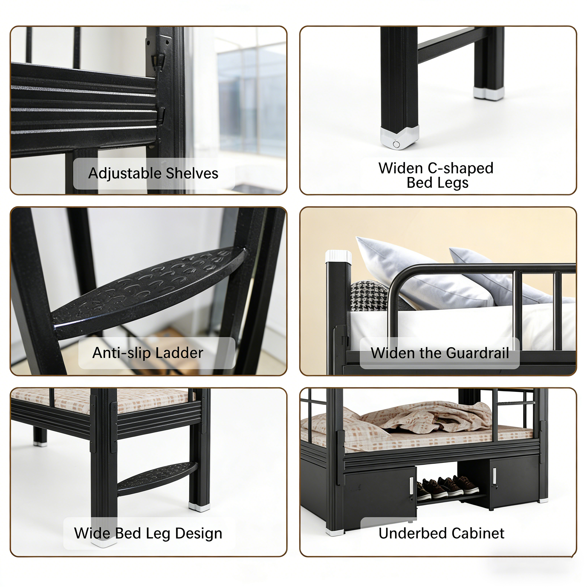 Premium Custom Steel Double Bunk Bed for Adults, Durable and Sturdy Frame with High-Quality Construction for Long-Term Use