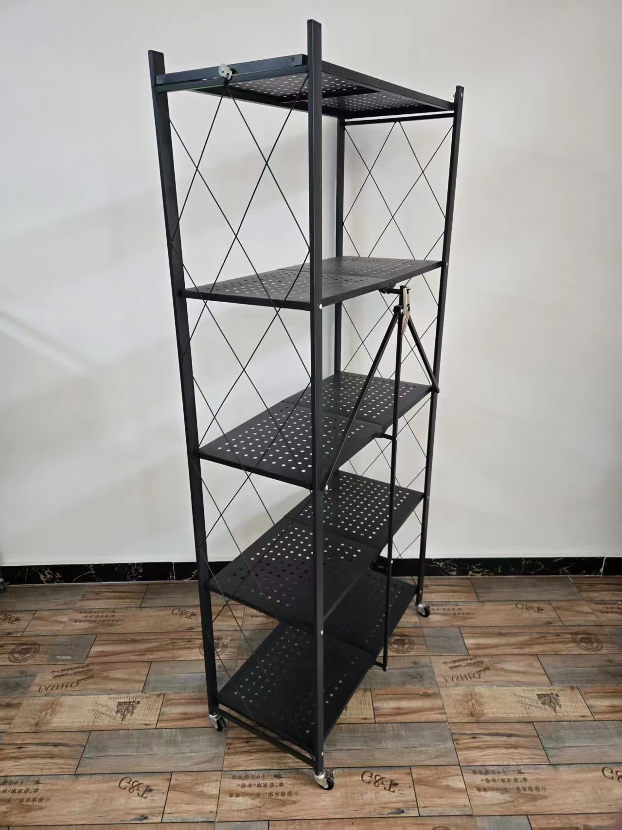 Wholesale Steel Mobile Microwave Folding Storage Shelf Floor Multi-Storey Balcony Storage Multiple Sizes