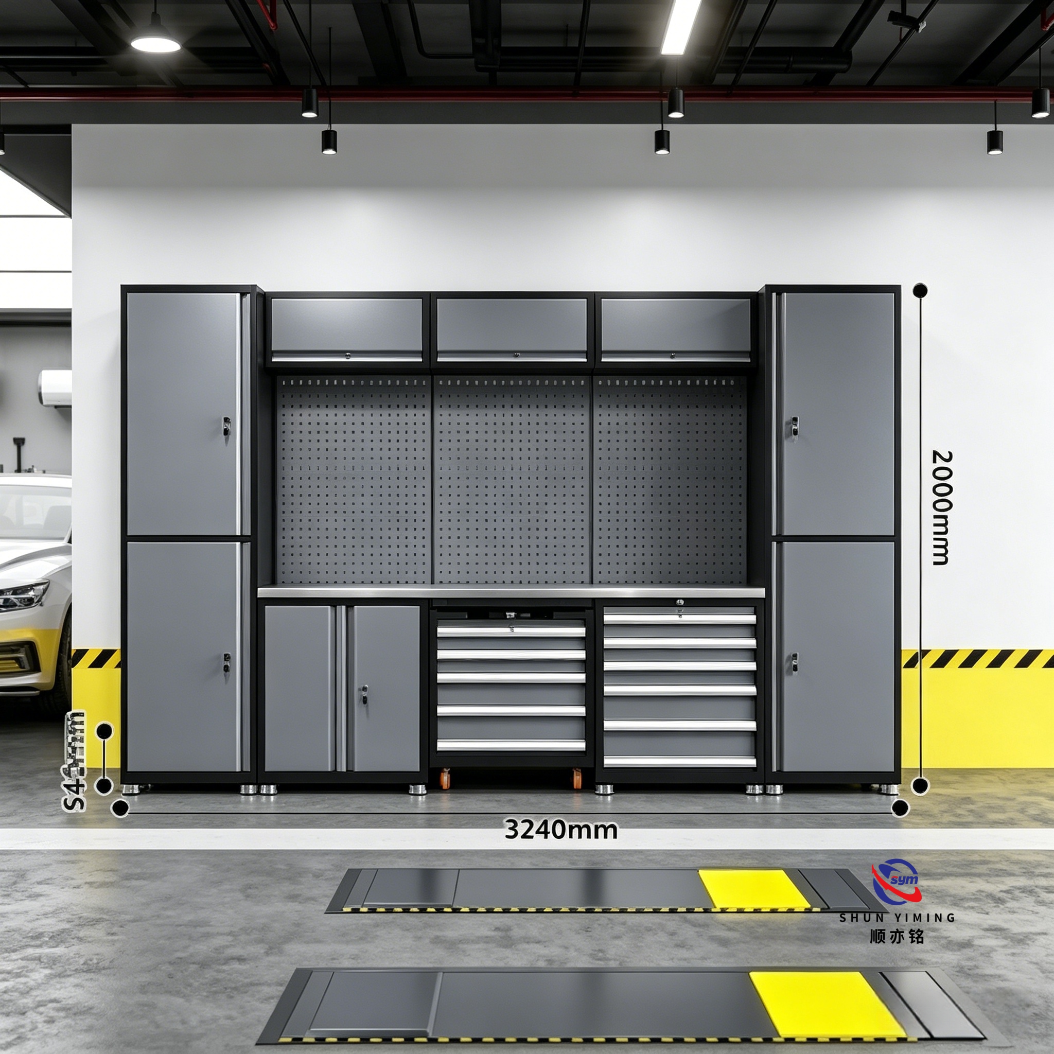 Custom Modular Steel Workstation, High Capacity Combined Tool Station for Factory Production Line Solutions