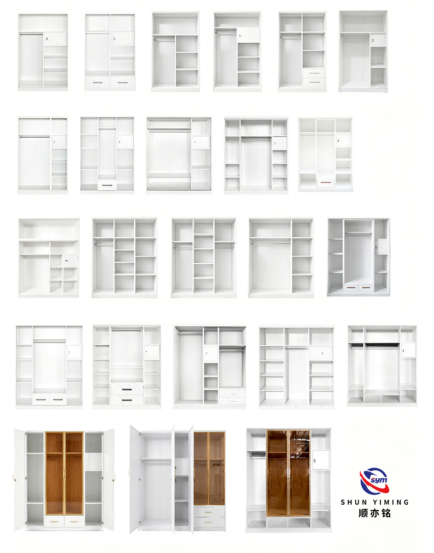 Elegant Pattern Printed Steel Wardrobe, Durable Metal Bedroom Clothes Organizer Cabinet with Modern Flower Design