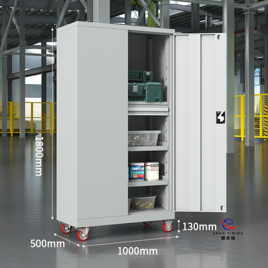 Heavy Gauge Steel Tool Cabinet with Heavy Duty Hinges, Multi-functional Metal Workshop Storage Box with Pegboard