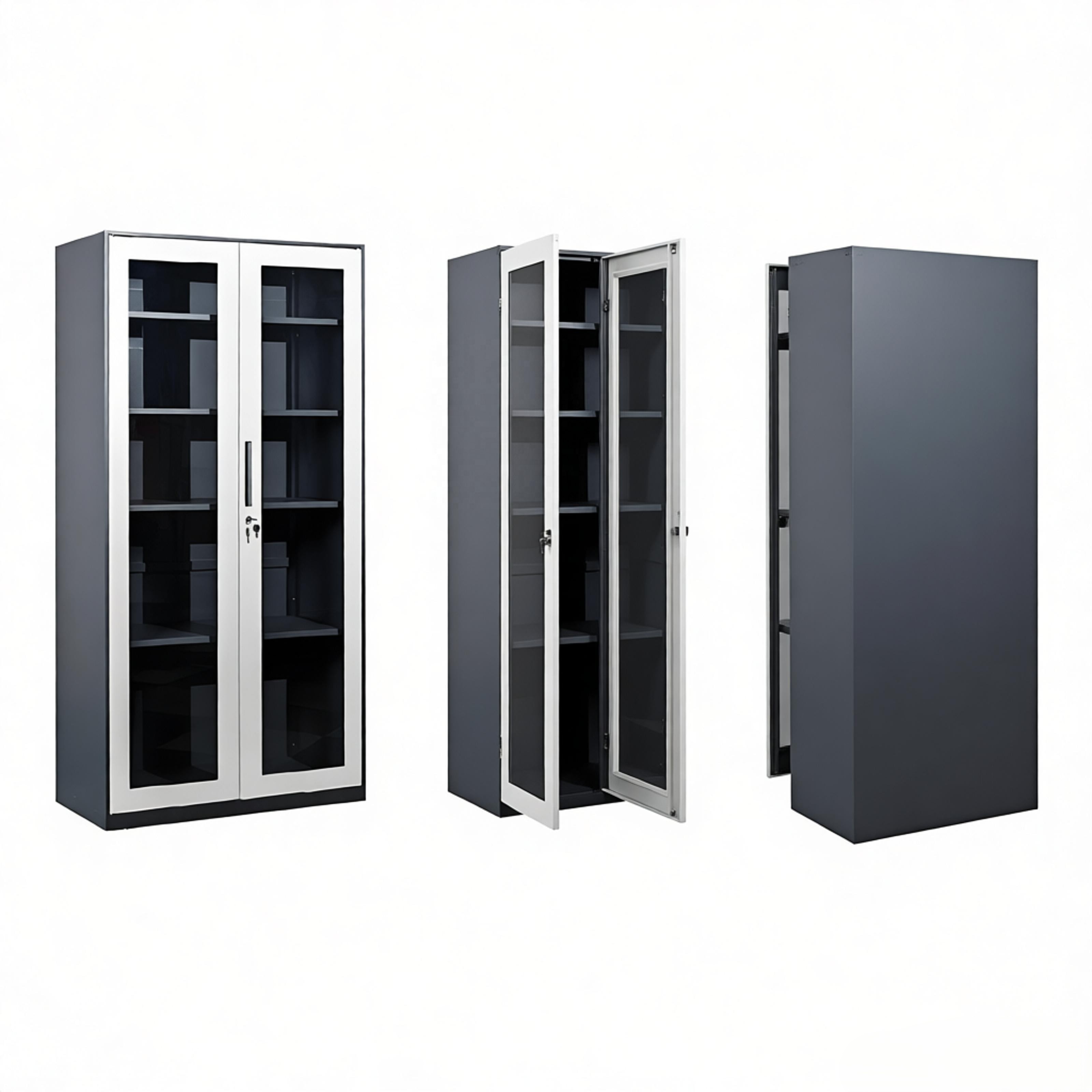 Commercial Steel Filing Cabinet with Swing Glass Door Durable Steel Cupboard with Glass Front for Office Storage