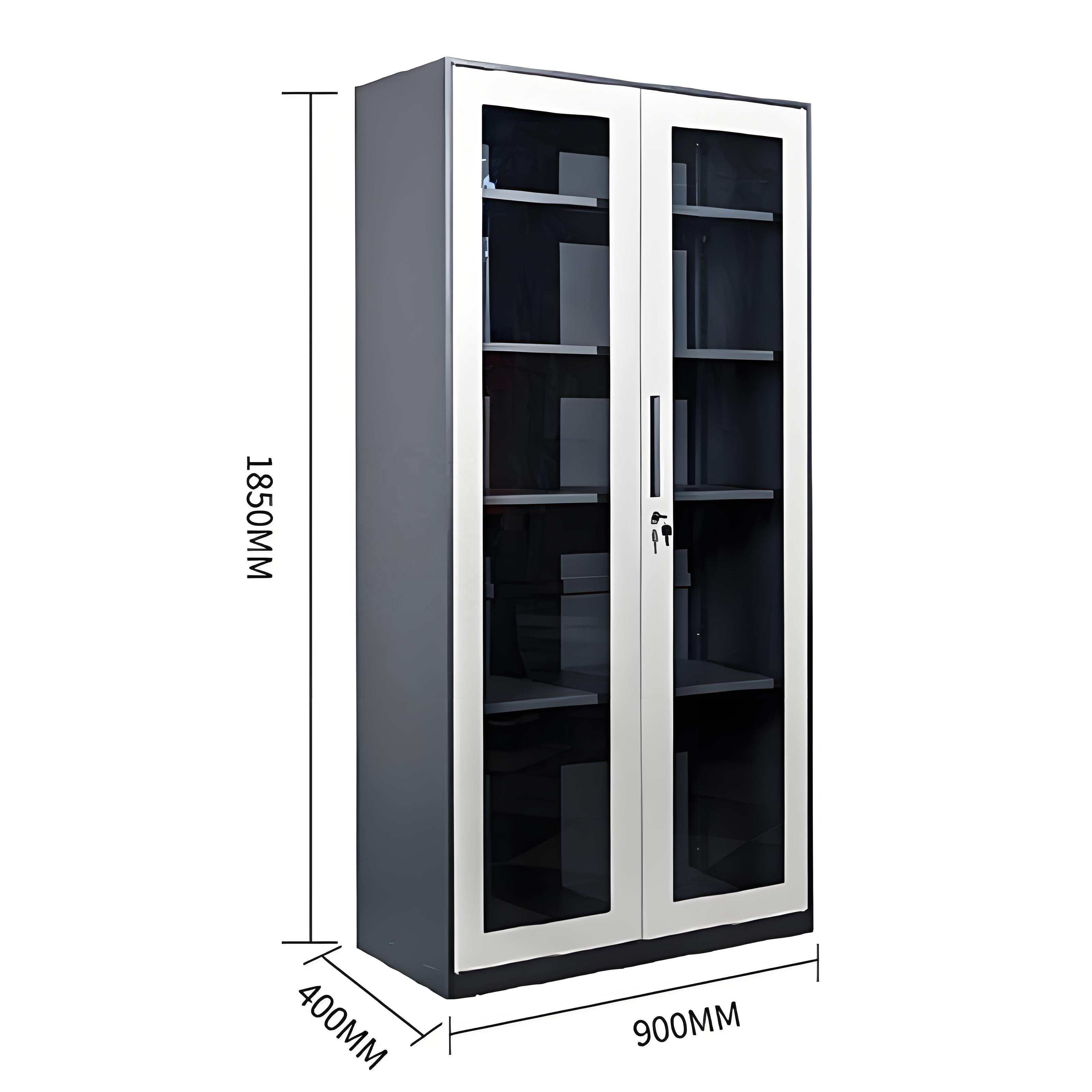 Commercial Steel Filing Cabinet with Swing Glass Door Durable Steel Cupboard with Glass Front for Office Storage