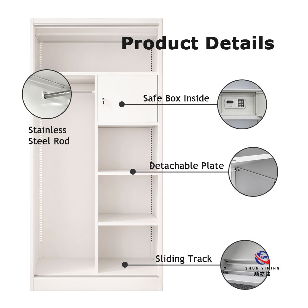 Slim Design Printed Steel Wardrobe for Bedroom, Vertical Space Saving Metal Clothes Storage Cabinet with Floral