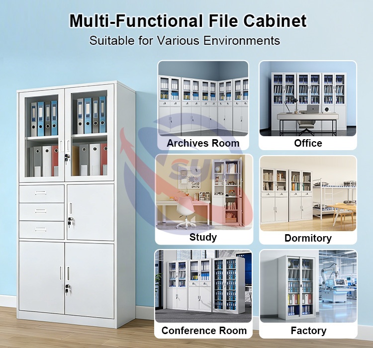 Custom Steel Filing Cabinet 2 Drawer Lateral Metal Storage Locker with Lock for Office School Library Furniture