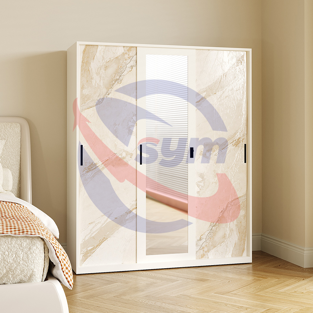 Heavy Duty Metal Wardrobe with Digital Printing Steel Bedroom Armoire for Bulk Order Large Volume Discount