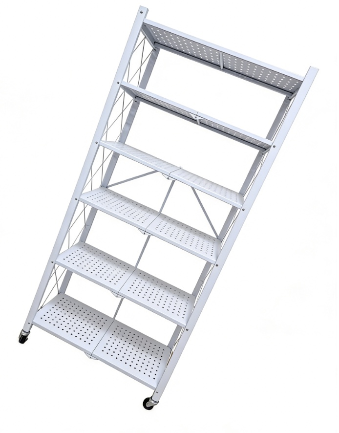 Home Kitchen Metal Folding Storage Shelf Racks With Universal Wheels 4-tire Estantes Foldable Folding Removable Shelves
