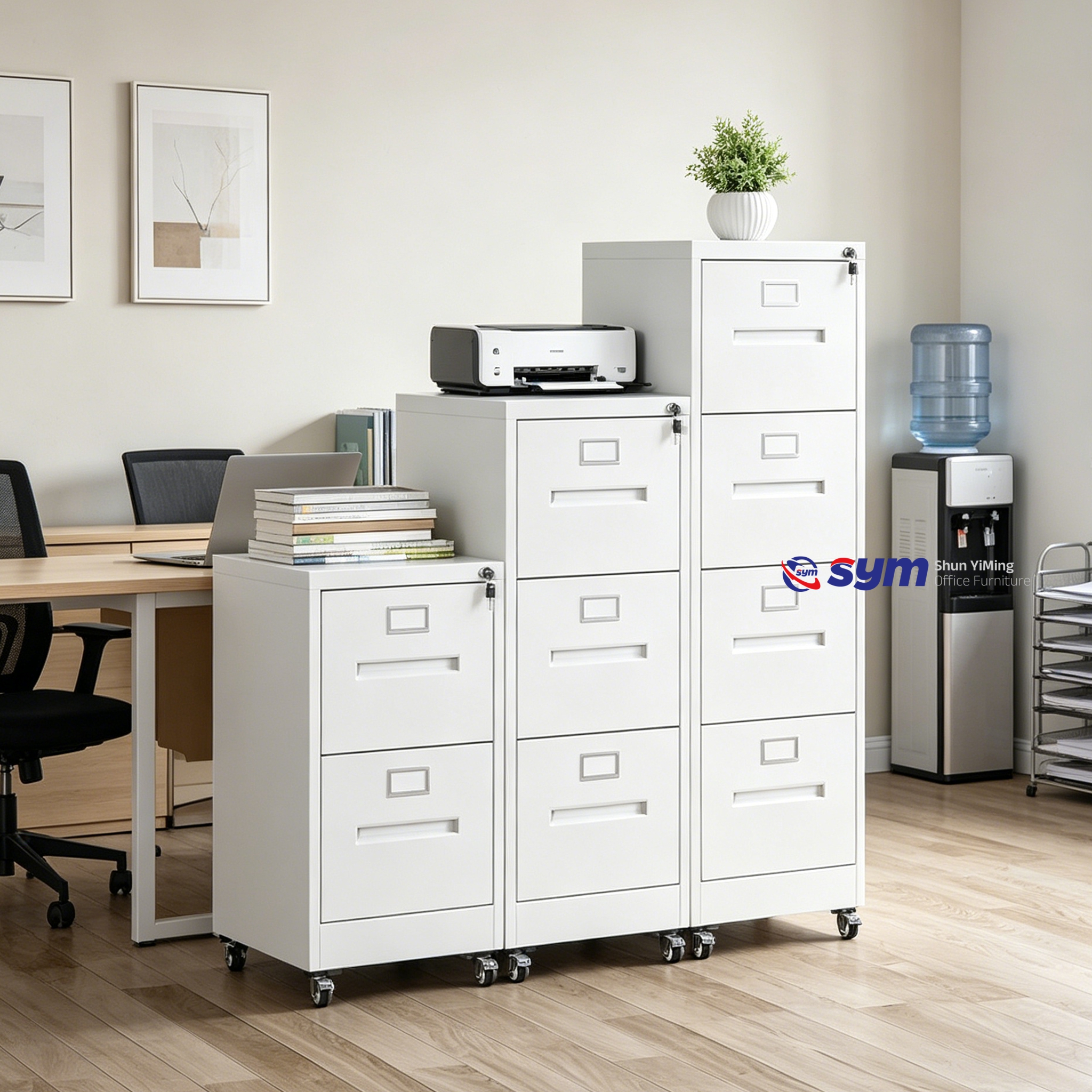 Anti-magnetic Vertical Steel File Cabinet, Heavy Duty Metal Document Storage Box with Secure Combination Locking