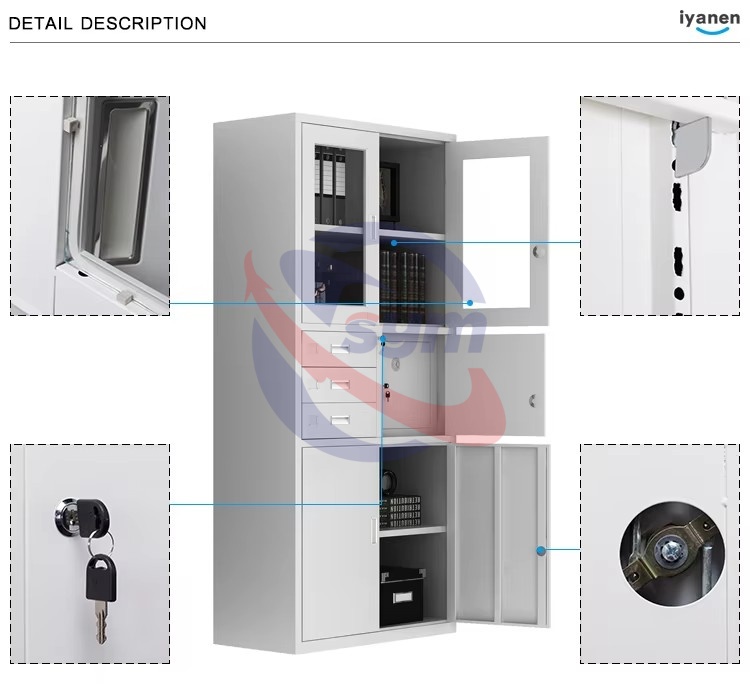 Flat Pack Steel Office Cabinet Metal Storage Locker with Lock and Keys for Commercial Furniture Wholesale Pricing