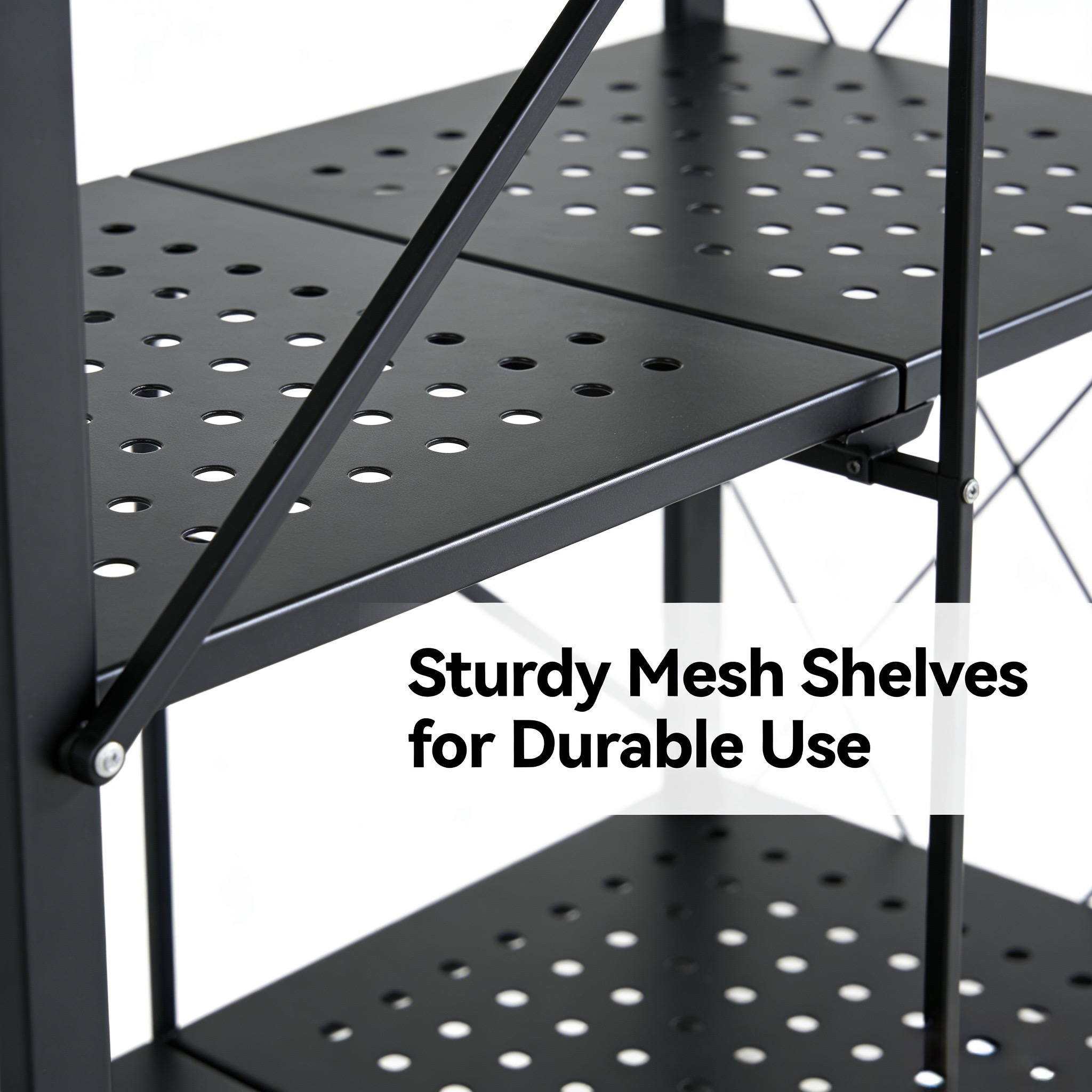 High-quality Metal 5-layer Freely Adjustable Folding Shelves Kitchen with Wheels Shelves