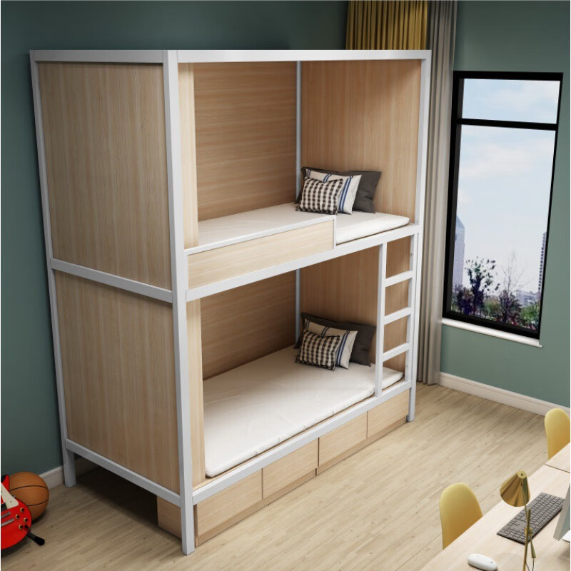 Upper & Lower Durable Four-Person Bunk Bed Space Capsule Design Dormitory Beds for Students School Hotel & Apartment Bedrooms