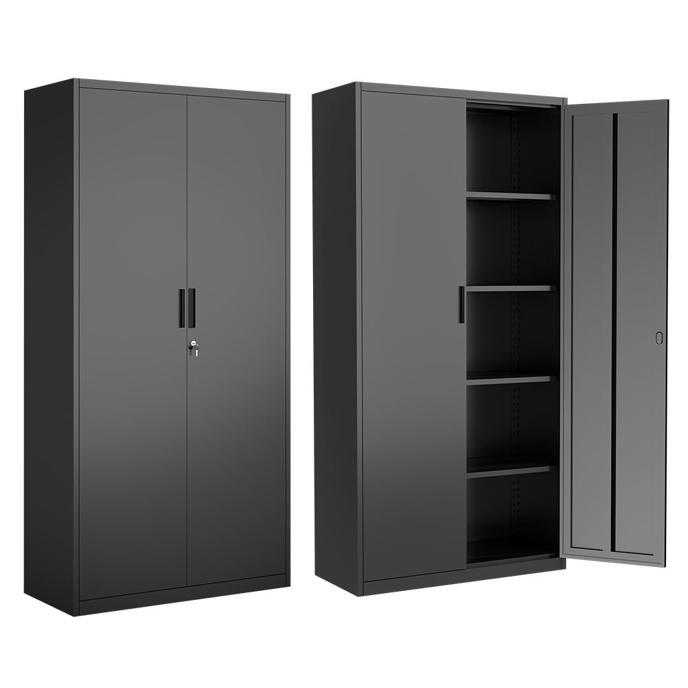 2-Door Metal Filing Cabinet with Shelves Steel Storage Cabinet Suitable for Garage Office and Home Organization Needs