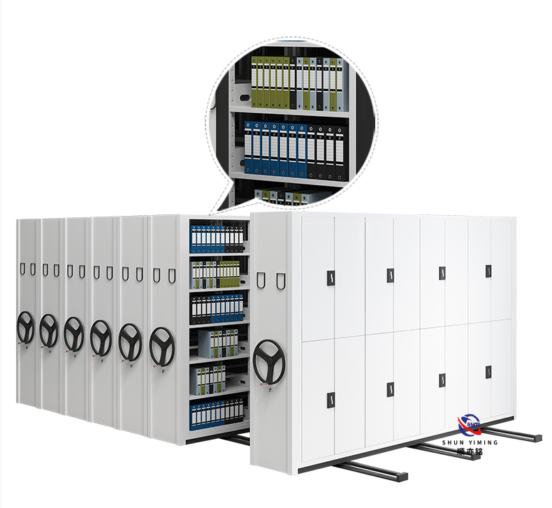 Mechanical Drive Mobile Compact Shelving, High Capacity Steel Storage System for Industrial Component Storage