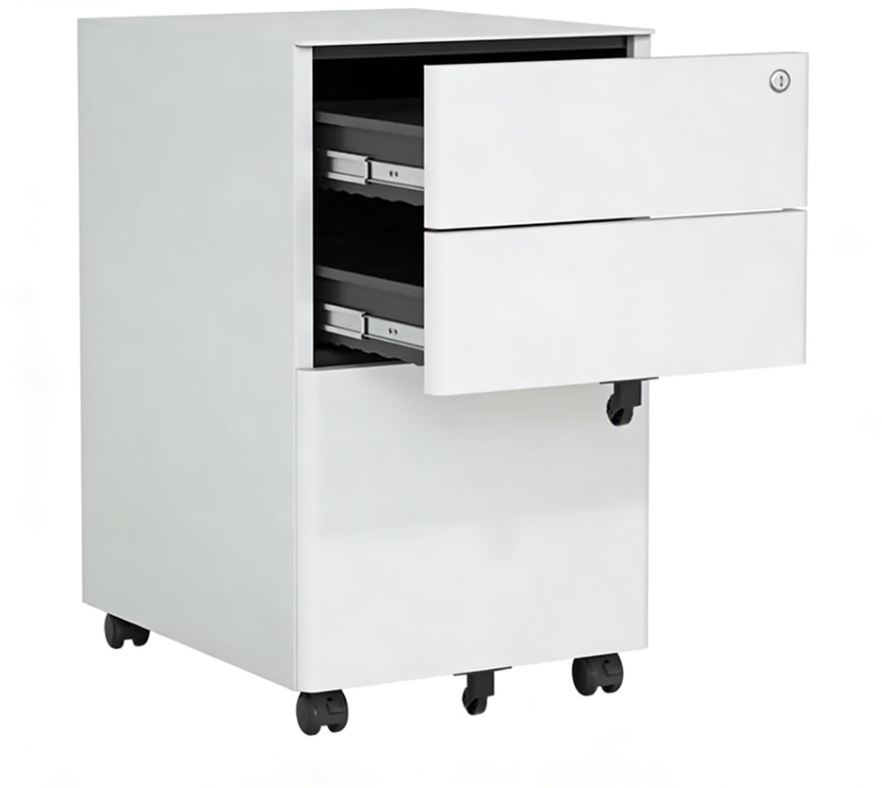 White Metal Pedestal Cabinets Movable File Storage Simple Steel Storage Furniture Drawer Office Furniture Cabinet File Cabinet