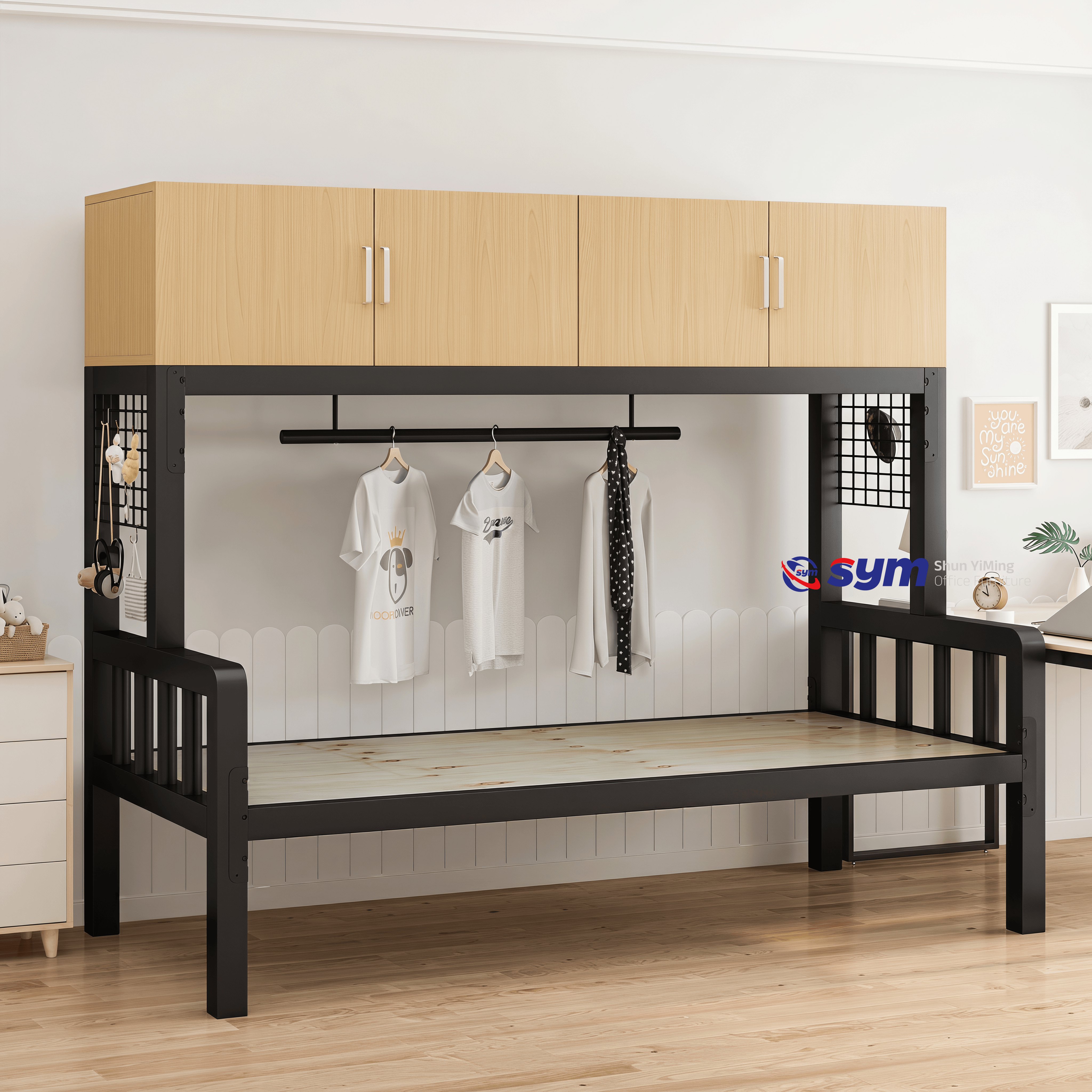 Practical Storage Metal Bed Frame, Heavy Duty Steel Platform Bed Base Optimized for Limited Bedroom Space Area