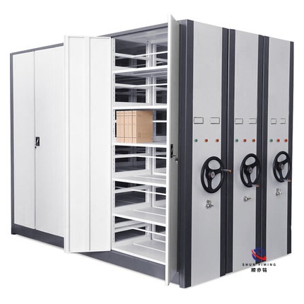 Professional Manual Compact Shelving, Heavy Duty Steel Mobile Filing System for Hospital & School Document Room