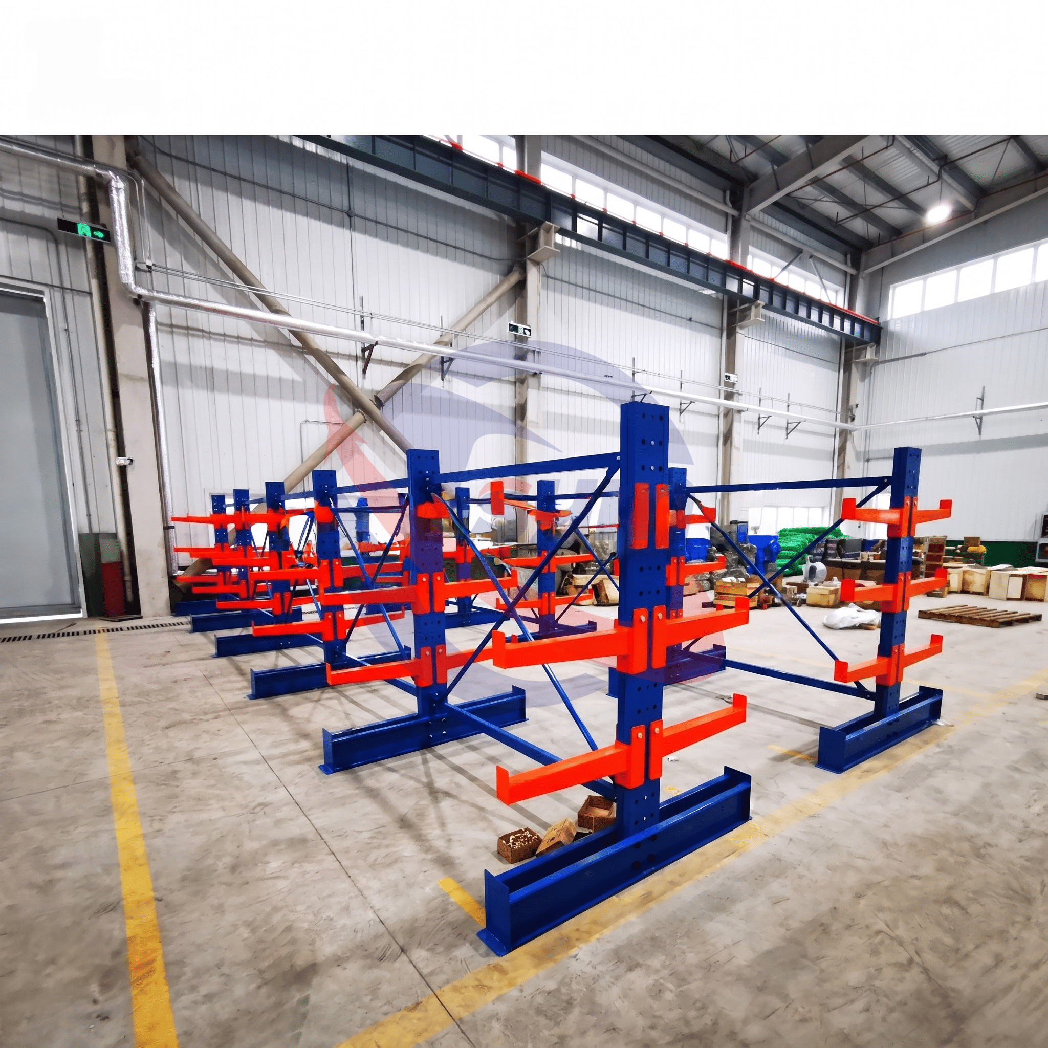 Heavy Duty Cantilever Rack for Pipe Storage, Sturdy Steel Industrial Warehouse Racking System for Long Materials Load