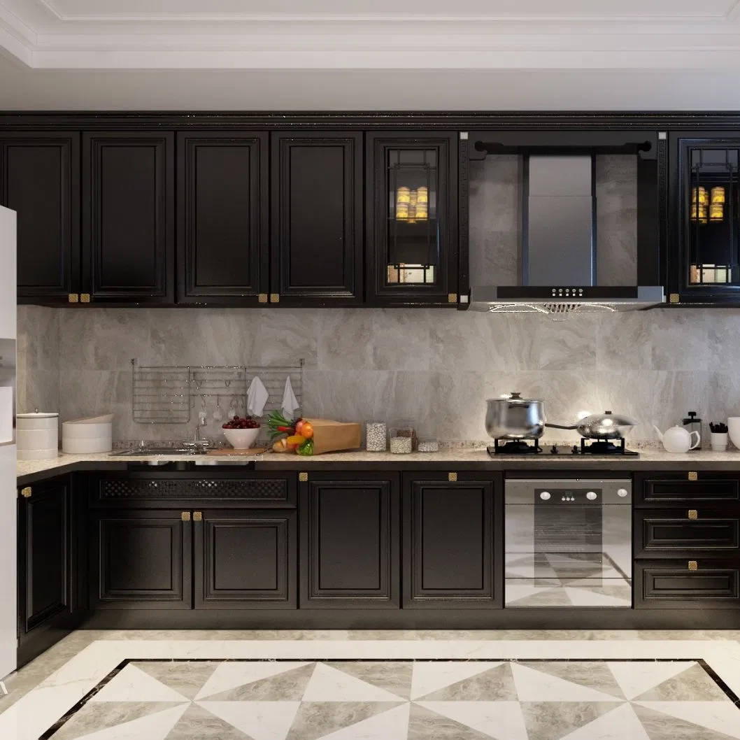 Contemporary Modular Kitchen Unit with Integrated Microwave Storage Aluminum Kitchen Kitchen Units