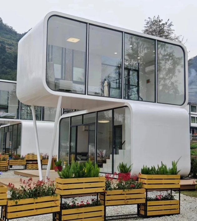 Two Floors Apple Cabin Capsule Luxirous Modular Home