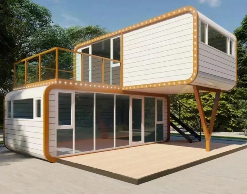Two Floors Apple Cabin Capsule Luxirous Modular Home