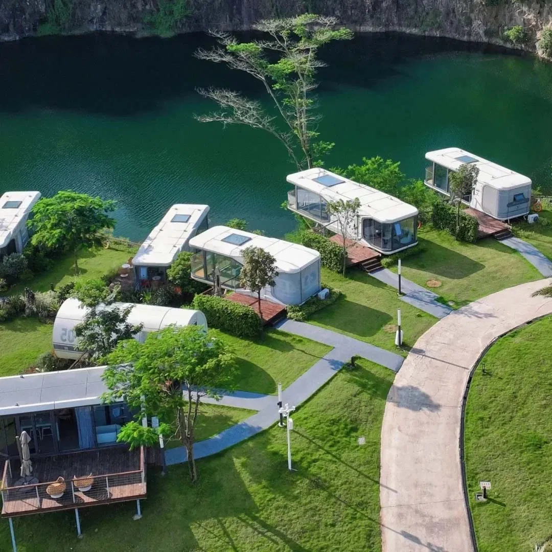 Modular Solar Capsule House with 2 Bedrooms, Kitchen and Toilet Space Capsule House