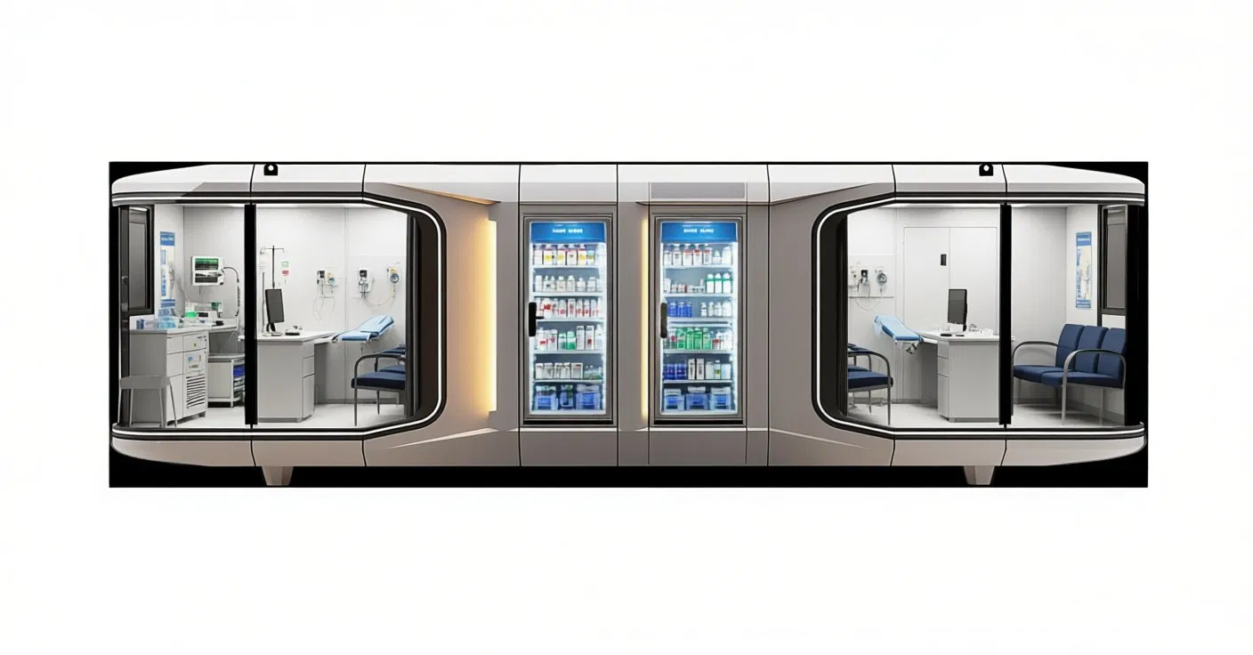 Modular Vaccination Station Capsule House with Refrigerated Storage for Vaccines