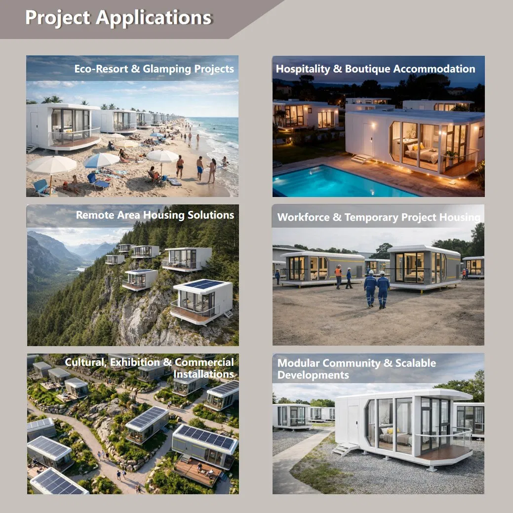 Tourism Accommodation Cabin Capsule House Modular System, Prefab Design and Fast Installation for Hospitality Use