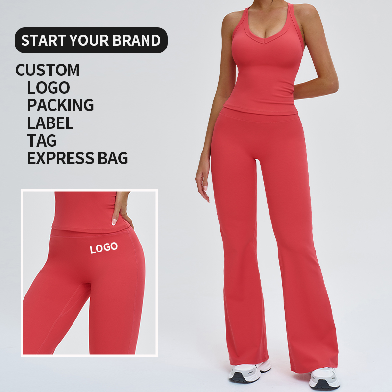 Fitness Gym Wear Tight-Fitting Hip-Lifting Quick-Drying Breathable High-Waist Slimming Elegant Wide-Leg Sports Yoga Flared Pants