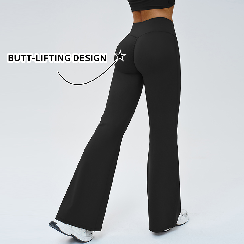 Fitness Gym Wear Tight-Fitting Hip-Lifting Quick-Drying Breathable High-Waist Slimming Elegant Wide-Leg Sports Yoga Flared Pants