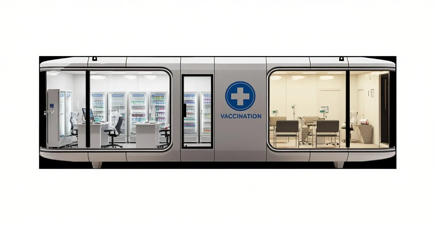 Modular Vaccination Station Capsule House with Refrigerated Storage for Vaccines