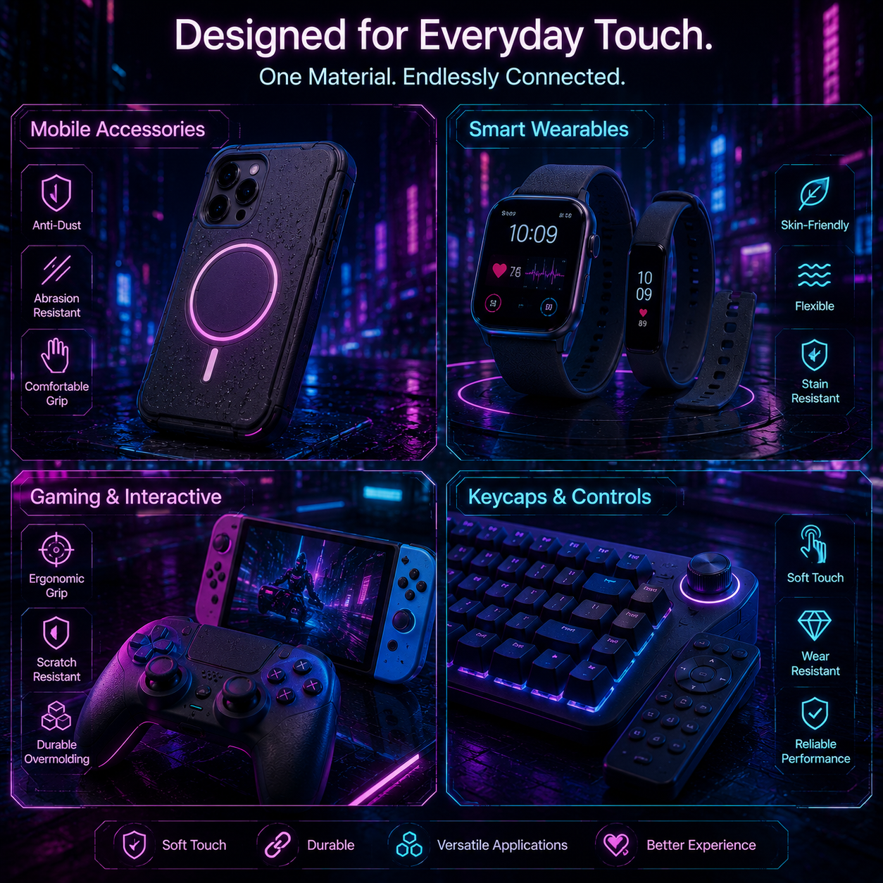 Enabling durable comfort across diverse consumer electronic devices.