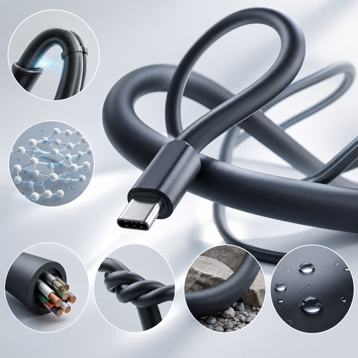 High-performance cable material with flexibility, durability, and long-term abrasion resistance.