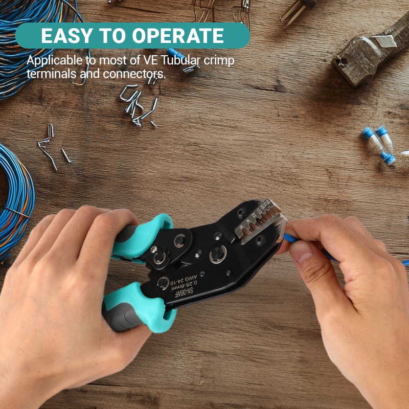 SN-06WF Mini European Style Crimping Pliers In Action