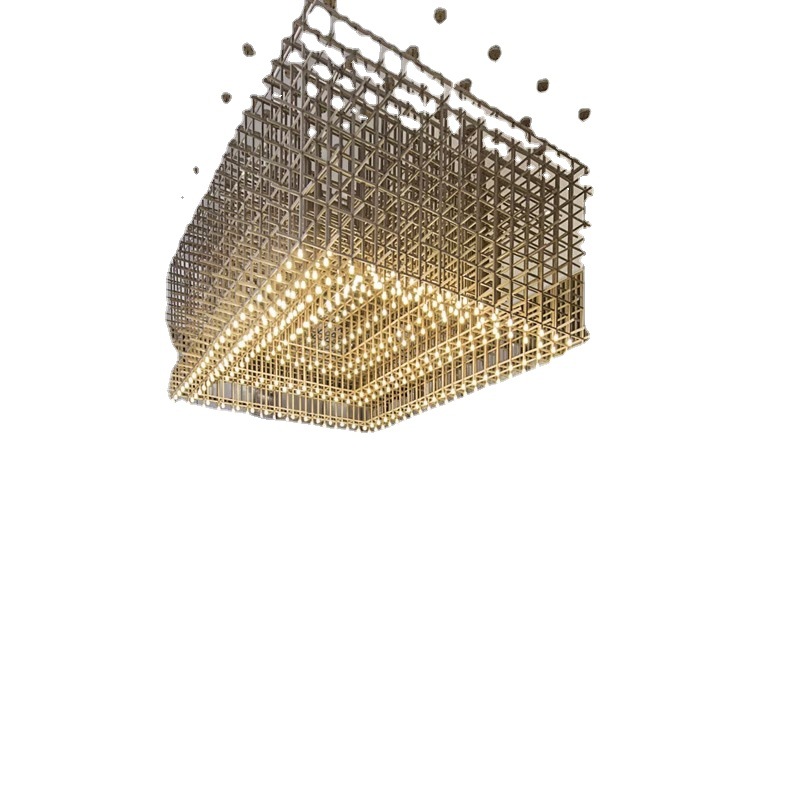 Custom Square Crystal Glass Metal Chandeliers for Property Showroom Mall Reception &amp; Hotel Lobby Lighting-Modern Luxury Design