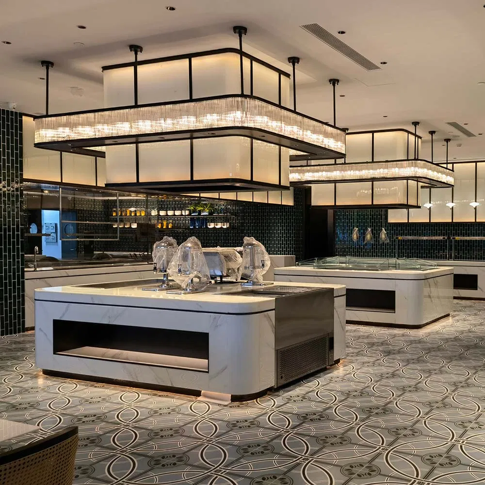 Modern Luxury Oval Shape Bar Counter Modern Restaurant Bar Counter Design Chandelier