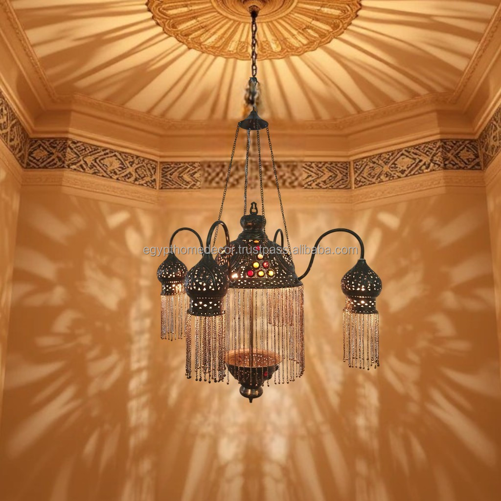 Zahereen Traditional Moroccan Brass Chandelier