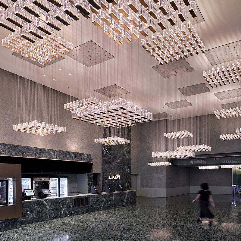 Hotel Lobby Chandelier Square Table Bar Lamp Modern Simple Light Luxury Creative Crystal Pendant Light