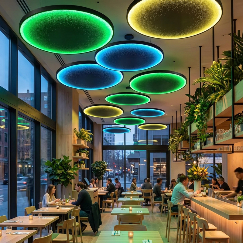 Modern RGB LED Chandelier For Bar Night Clubs Restaurant Atmospheric Decor Smart Color Changing Pendant Light Ceiling Decoration