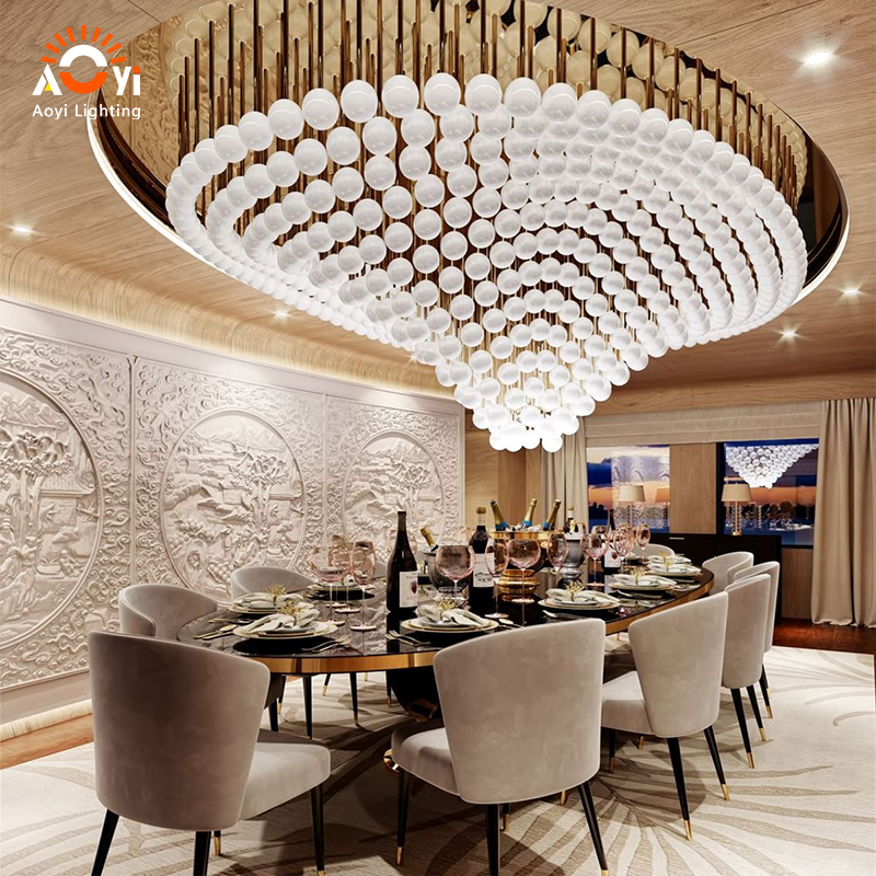 White Globe Cluster Chandelier - Luxury Dining Room/Hotel Suite Elegant Ambient Lighting
