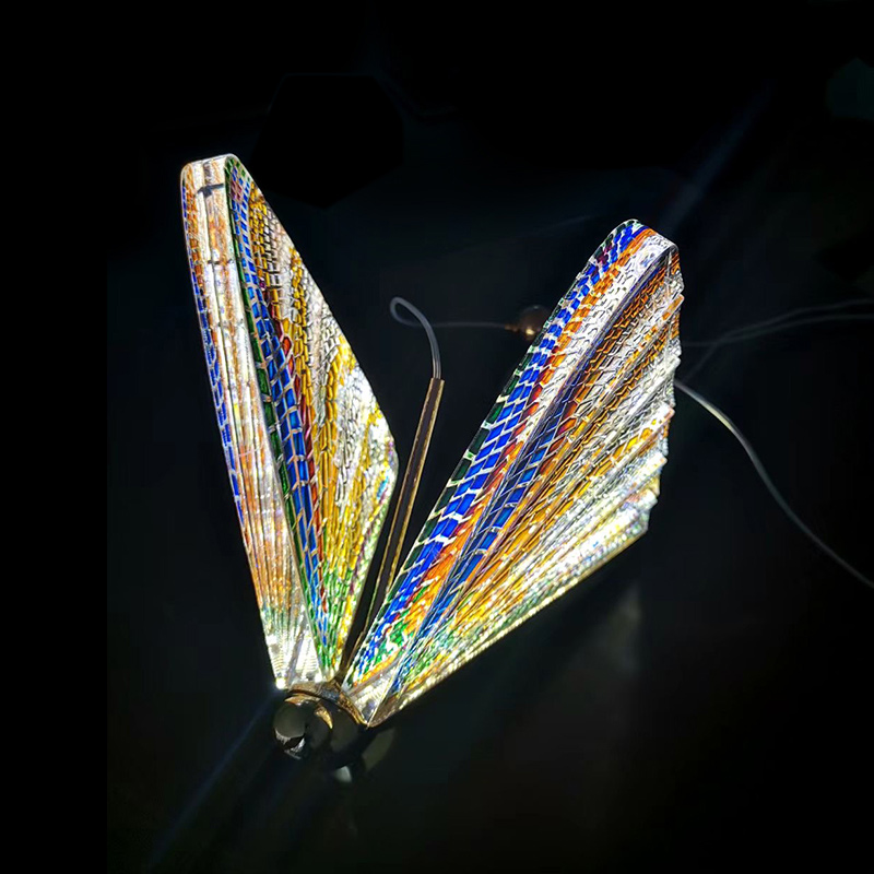 Acrylic Led Hanging Lamps Gold Transparency Butterfly Pendant Light Staircase Ceiling Chandelier