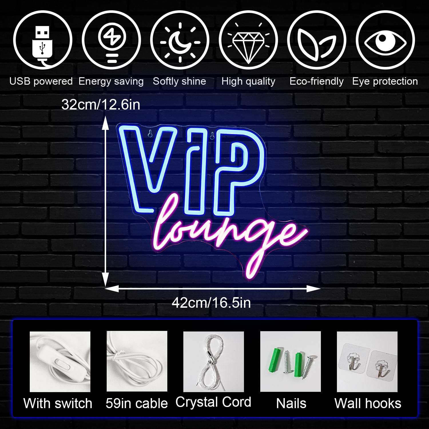 Hot VIP Lounge LED Neon Sign Motif Lights for Club Bar Restaurant Business Wall Decor Landscape Application Neon LED Light